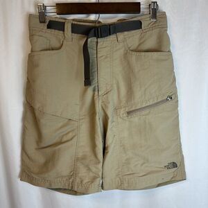 The North Face Shorts Cargo Belted Zip Pocket Hiking Camping BeigeMen Size Small